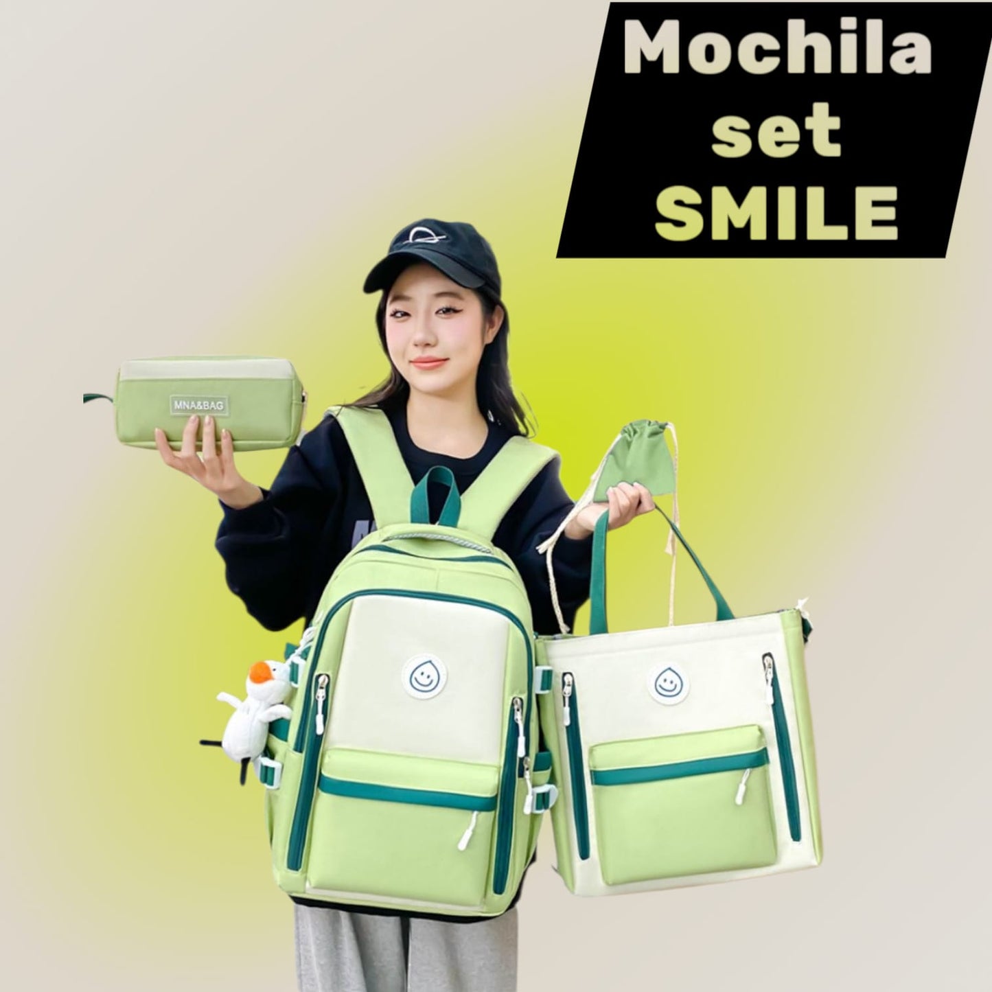 SET MOCHILA SMILE (4 piezas)