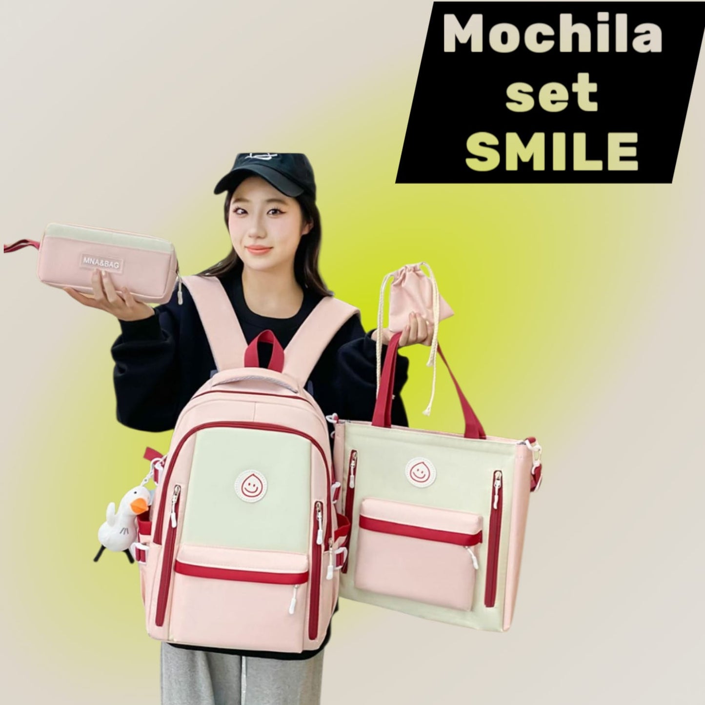 SET MOCHILA SMILE (4 piezas)