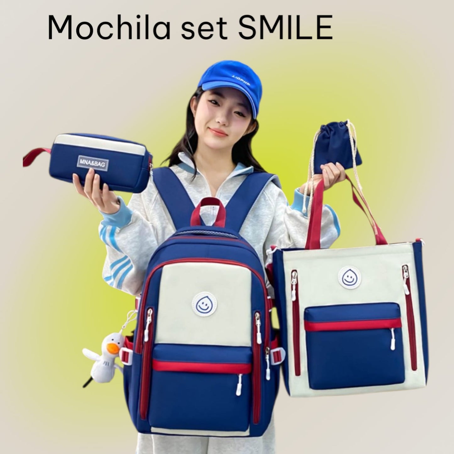 SET MOCHILA SMILE (4 piezas)